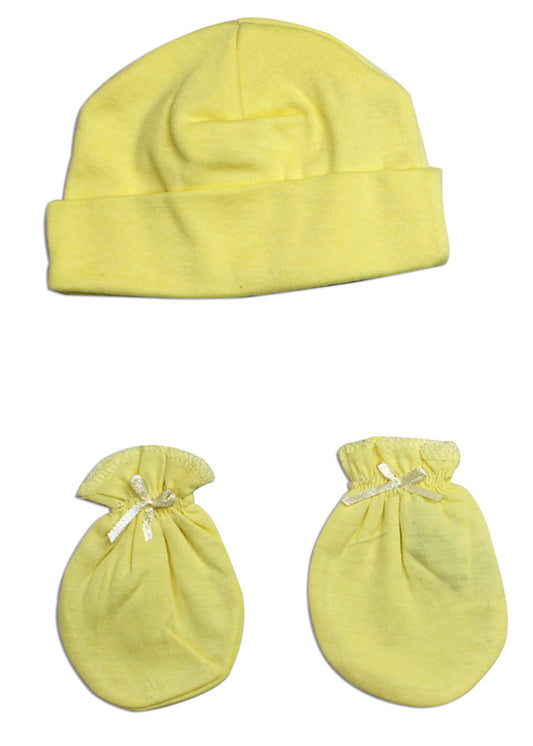 Neutral Baby Cap and Mittens 2 Piece Set