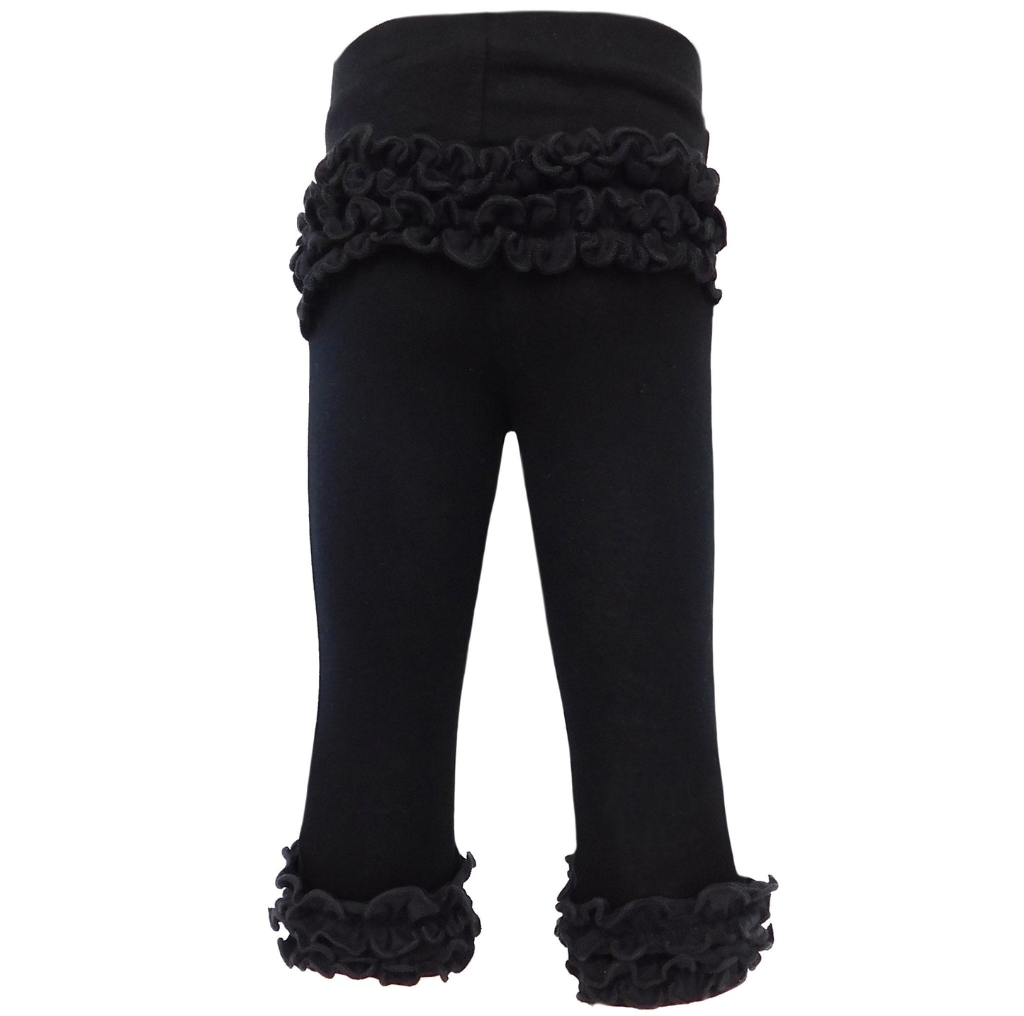 AnnLoren Baby Girls Boutique Black Ruffle Butt Leggings Set