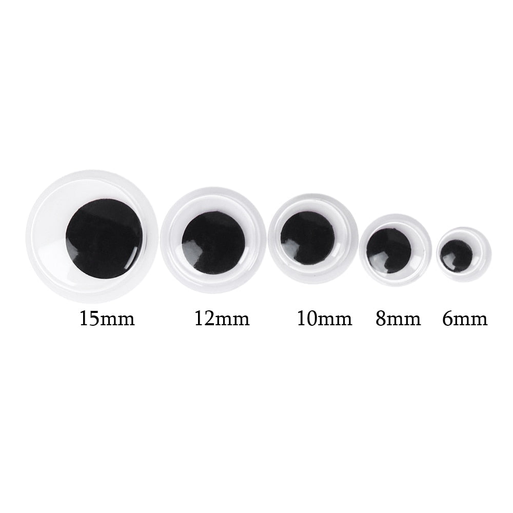 100pcs 6 15mm White and Black Plastic Wiggle