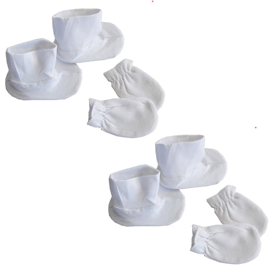 Bambini Infant Booties & Mitten Set White (Pack of 2)