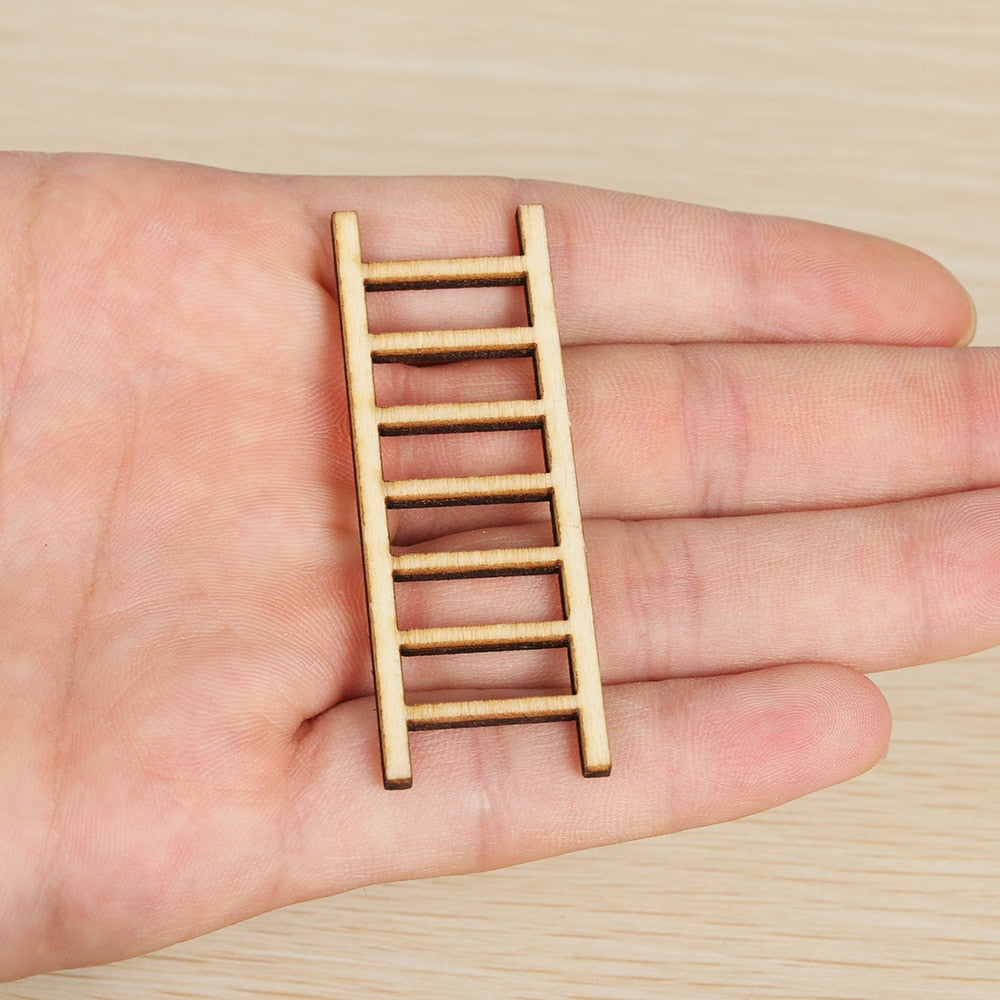 5pcs Funny Mini Wooden Step Ladder Fairy Home