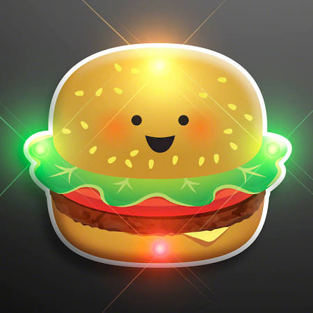 Blinkee A350 LED Happy Hamburger Flashing Body Light Lapel Pins