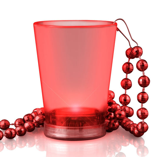 Blinkee 1290030 Light Up Red Shot Glass on Red Beaded Necklaces