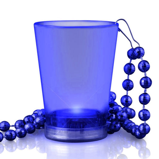 Blinkee 1290040 Light Up Blue Shot Glass on Blue Beaded Necklaces