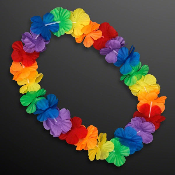 Blinkee A5080 Hawaiian Flower Lei Necklace, Rainbow