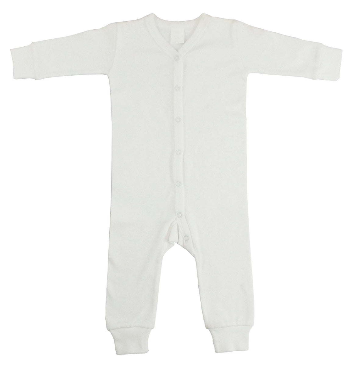 Bambini 1040WM Interlock Union Suit Long Johns, White - Medium