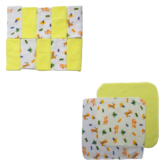 Bambini 023-3-Packs Wash Cloth Set, Yellow with Assorted Prints -