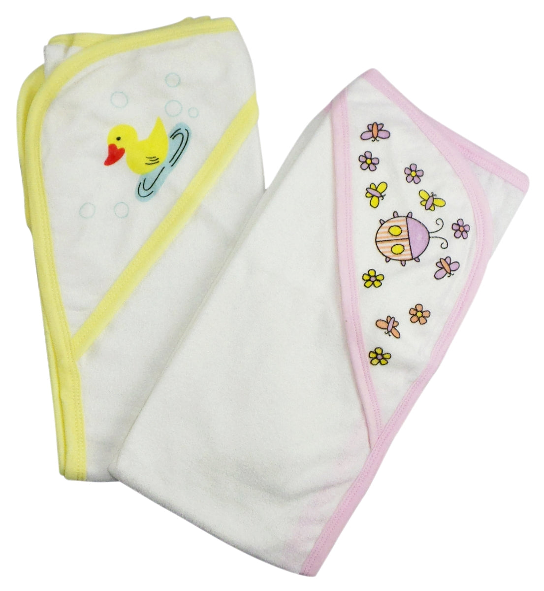 Bambini 021-Pink-021-Yellow Infant Hooded Bath Towel, Pink & Yello