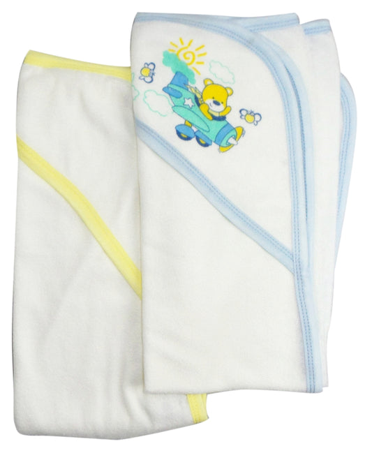 Bambini 021B-Blue-021B-Yellow Infant Hooded Bath Towel, White & Ye