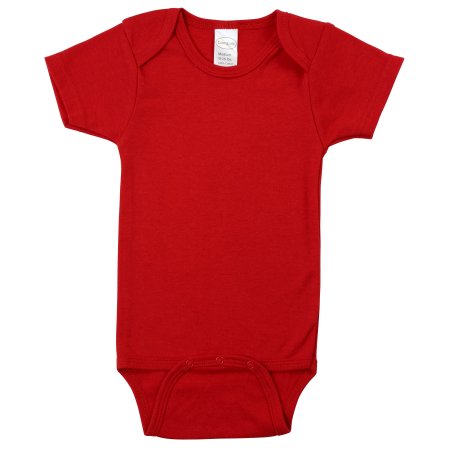 Bambini LS-0146 Interlock Short Sleeve Bodysuit, Red - Small