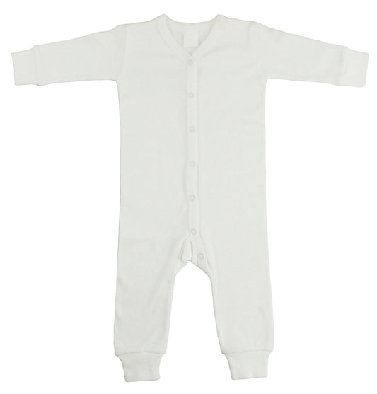 Bambini 1040WS Interlock Union Suit Long Johns, White - Small