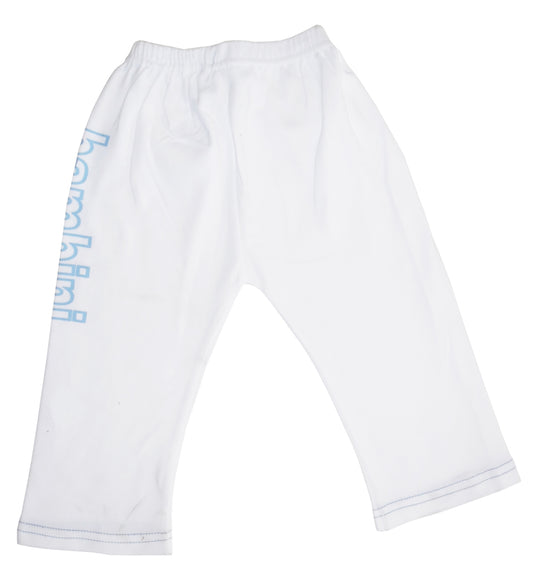 Bambini LS-0207 Boys Pants with Print, White & Blue - Medium