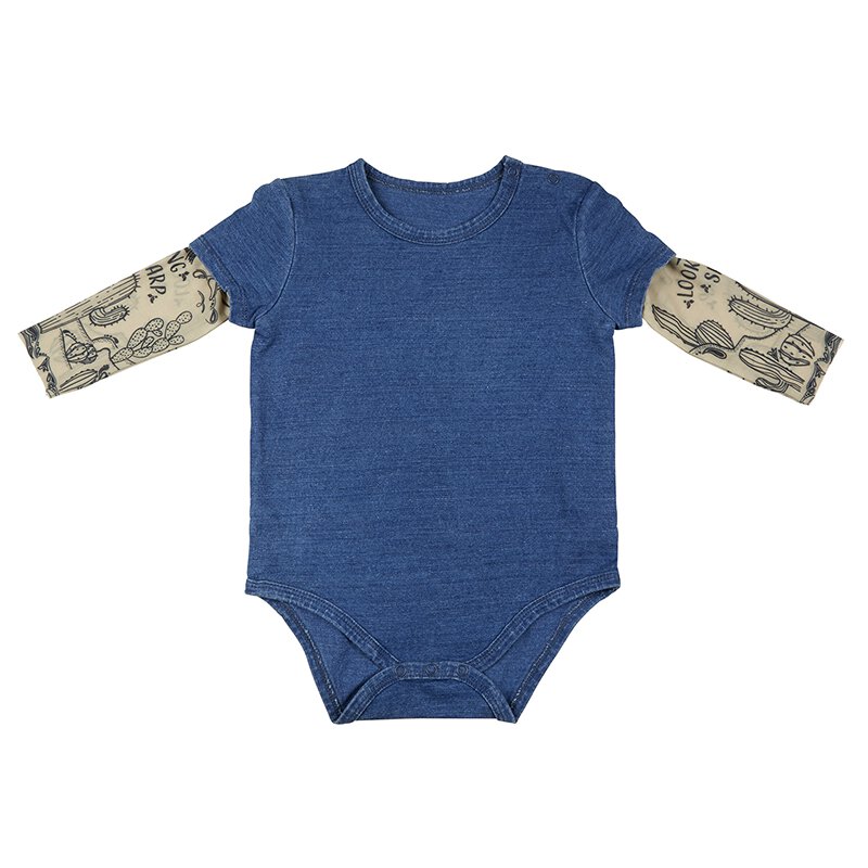 Cactus Tattoo Snapshirt Baby Bodysuit in Blue | Unisex Size 6-12