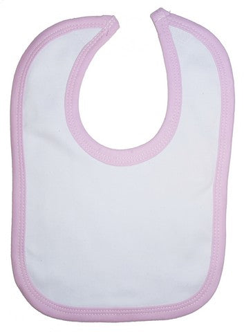 Bambini 1023 W P 2-Ply Interlock White with Pink Binding Infant Bib